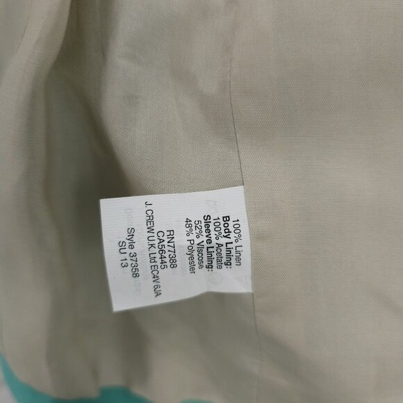 J. CREW Factory Schoolboy Blazer 100% Linen Teal Blue Size 0 - Picture 6 of 7